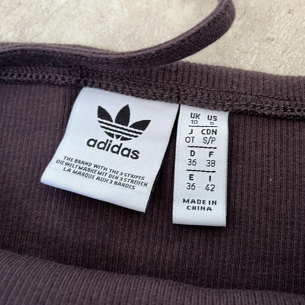 Adidas Ribbed Brown Gray Crop Top, worn once - Picture 3 of 4